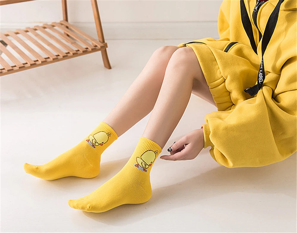 Dancing Duck Cartoon Art Socks