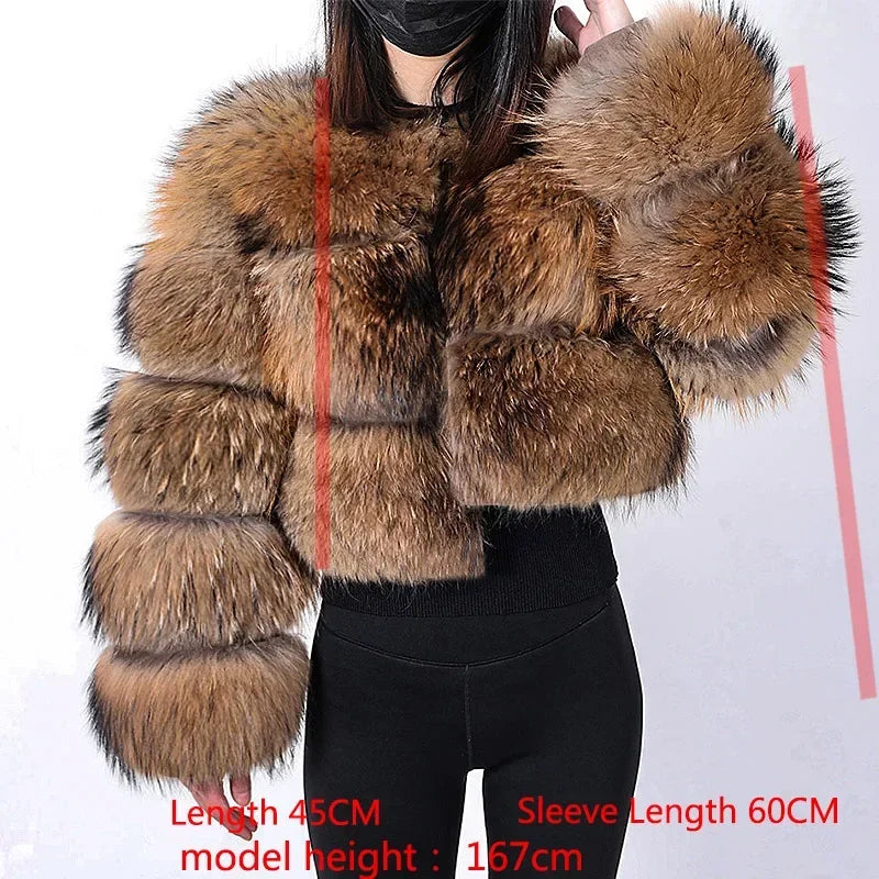 Luxury Women’s Real Raccoon & Fox Fur Jacket | Premium Winter Outerwear