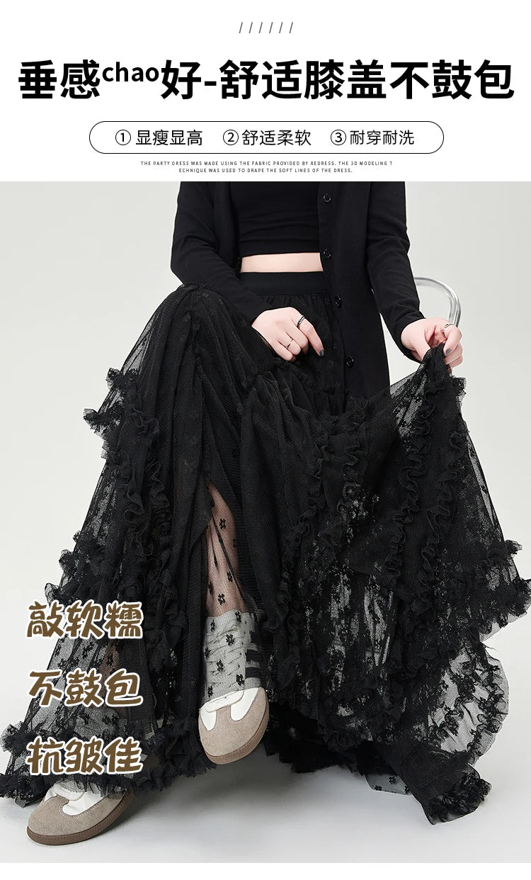 Gothic Lace Trumpet Skirt – Fairycore & Punk Streetwear