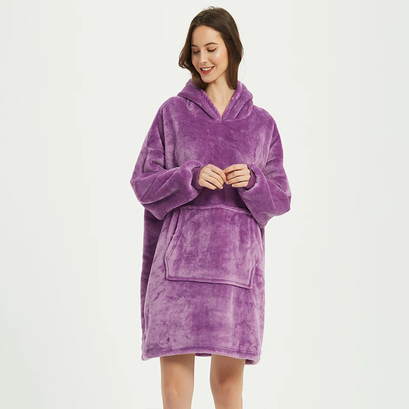 Oversized Microfiber Fleece Hoodie Blanket