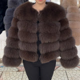 Genuine Fox Fur & Leather Winter Coat