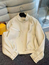 Natural Sheepskin Coat Women Autumn European and American Fashion Short Motorcycle Casual High Quality Hand-Woven Leather Jacket