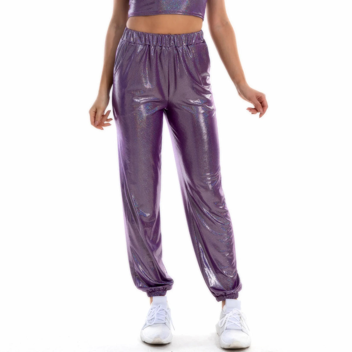 Women's Sparkly High-Waist Straight-Leg Pants
