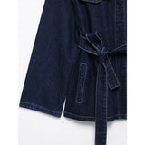 DUOPERI Women Fashion 2 Pieces Sets With Belt Denim  Jackets & Vintage Front Zipper Jeans Trousers Feamle Chic Lady Pants Sets