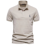 Men's Cotton Polo Shirt – Solid Colors, Relaxed Fit