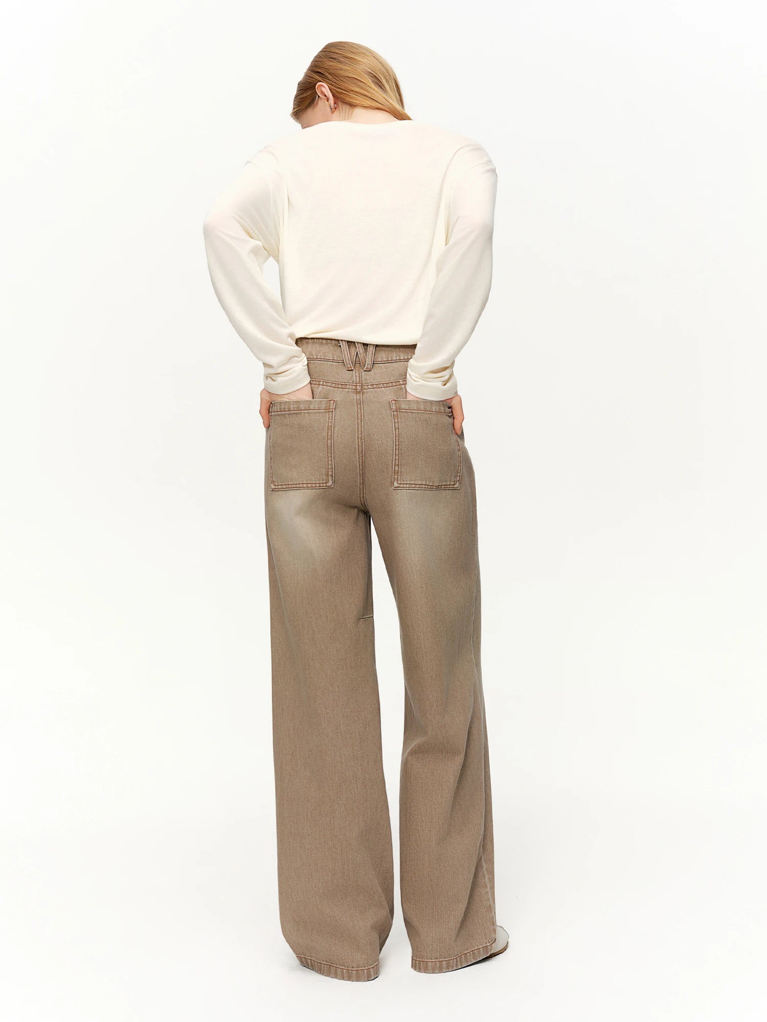 DUSHU High-Waist Straight Leg Jeans | Retro Washed Denim