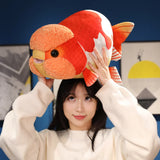 50cm Lifelike Fish Plush Stuffed Toy Goldfish Big Head Soft Pillow for Zoo Park Souvenir Lovely Lan Shou Animal Plushie