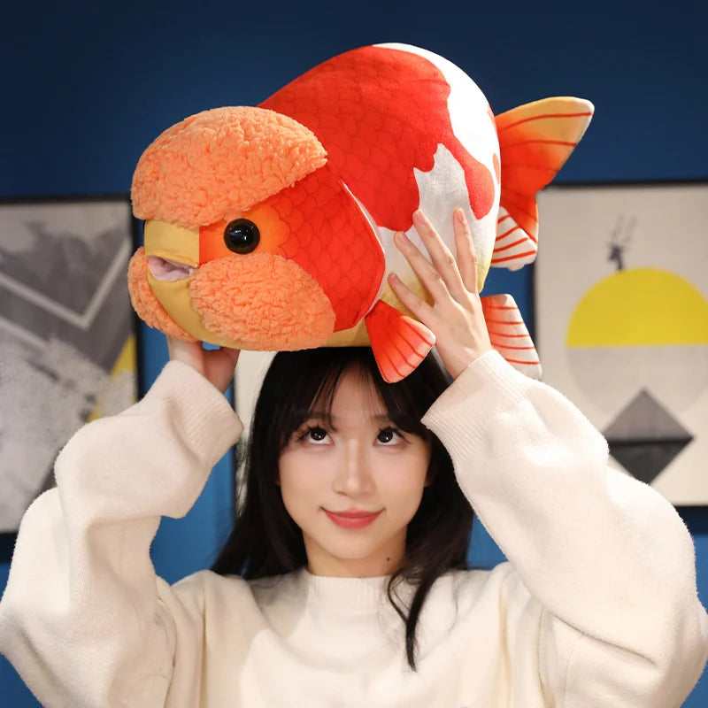 50cm Lifelike Fish Plush Stuffed Toy Goldfish Big Head Soft Pillow for Zoo Park Souvenir Lovely Lan Shou Animal Plushie