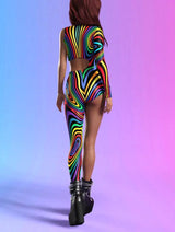 Women's Cyberpunk Rainbow Asymmetrical Bodysuit