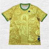 2026 Brazil Special Edition Jesus Black Grey Adult/Kids Football T-shirt Summer Football Training T-shirt Sports Street Clothing