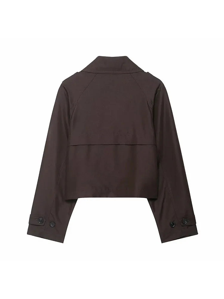 Classic Lapel Double-Breasted Short Trench