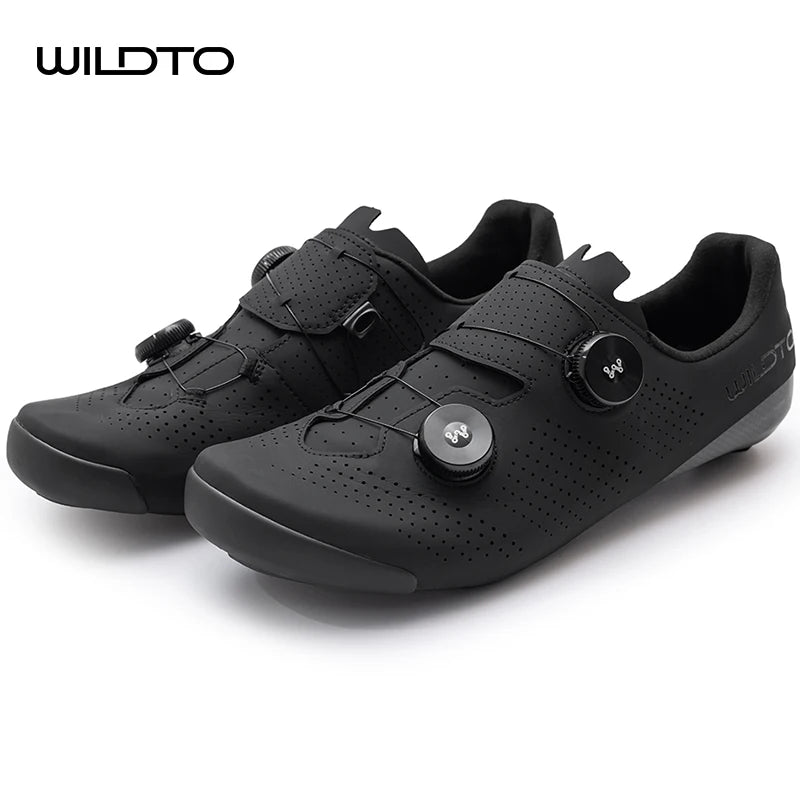 WILDTO Carbon Fiber Sole Cycling Shoes Hardness10 Wear Resistant Road Riding Sneakers Mens Thermoplastic Adjustable Bicyle Shoes
