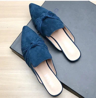 Female Simple Sewing Plain Shoes Outdoor Pointy Toe Slides Camel Blue Soft Sole Wide Fitting 48-33 2022 New Arrivals De Mujer