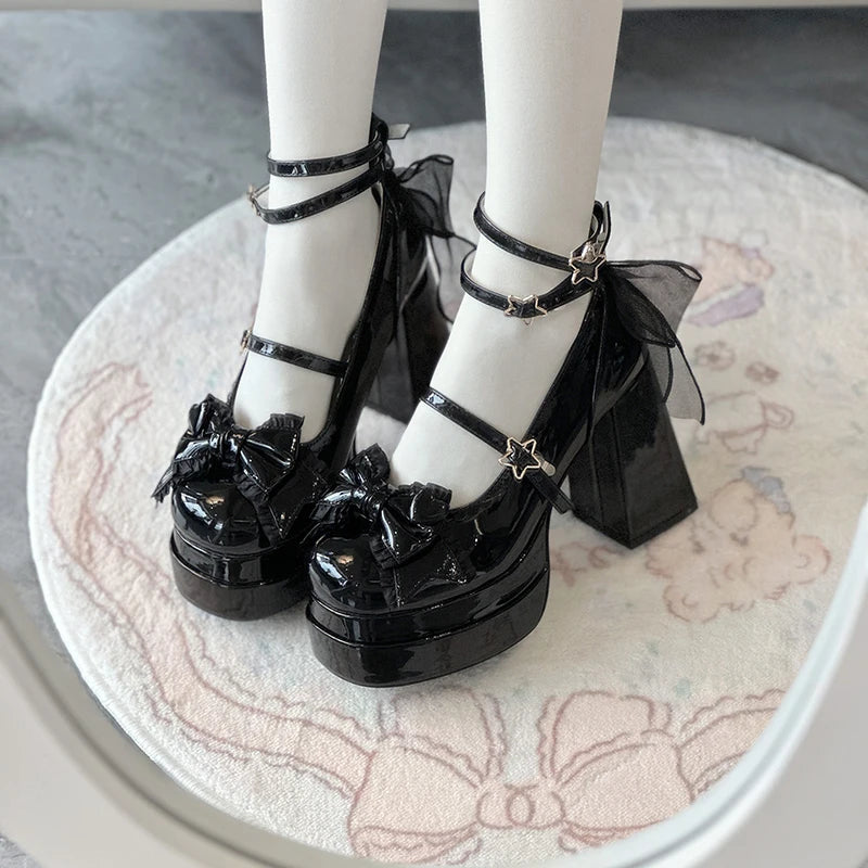 Women's Platform Mary Jane Pumps | Butterfly Strap Heels