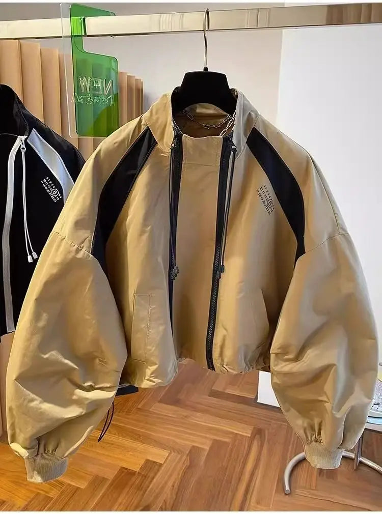 Elegant Stand Collar Zip Jacket for Women