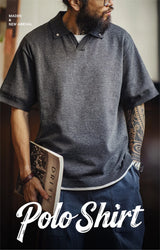 Maden Vintage Seagull Collar Polo Shirt for Men