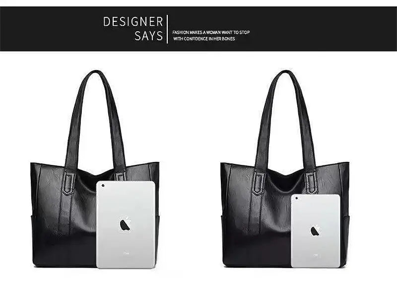 Vintage Vegan Leather Large Capacity Tote