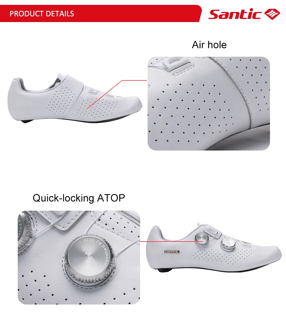 Santic Men's Cycling Shoes New Hardness16 Titanium Alloy Sole Auto-Lock Outdoor Bicycle Sneaker Adjustable Pro Road Racing Shoes