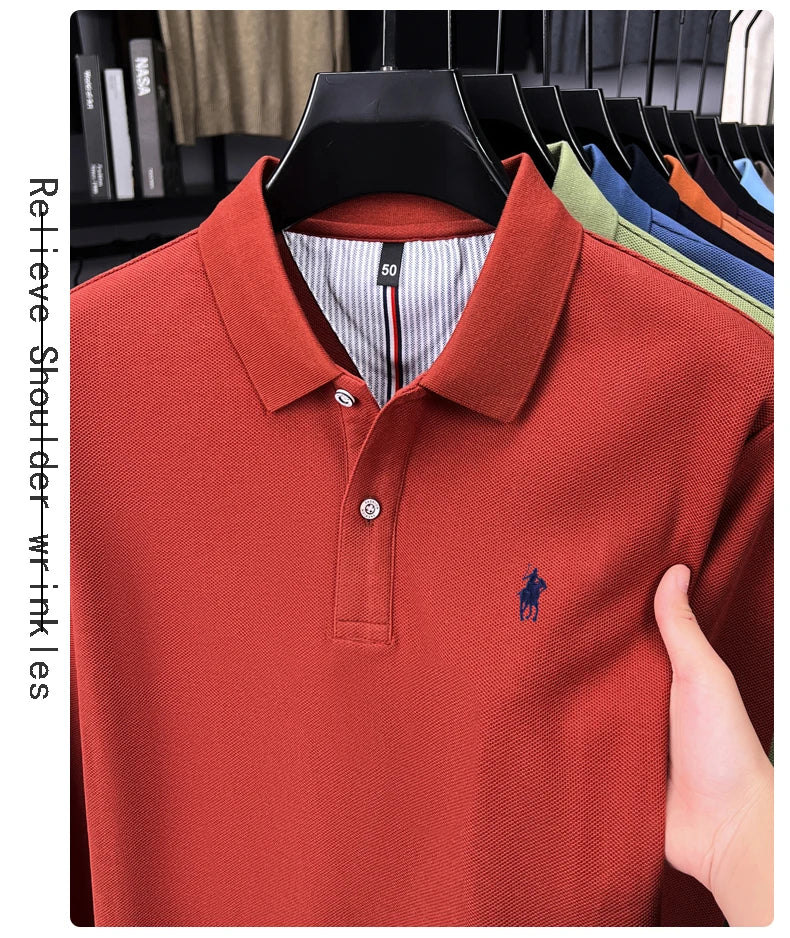 Premium Cotton Embroidered Long Sleeve Polo Shirt