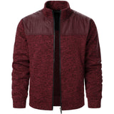 Men's Autumn/Winter Zip-Up Knit Jacket – Striped Check Stand Collar Sweater Coat