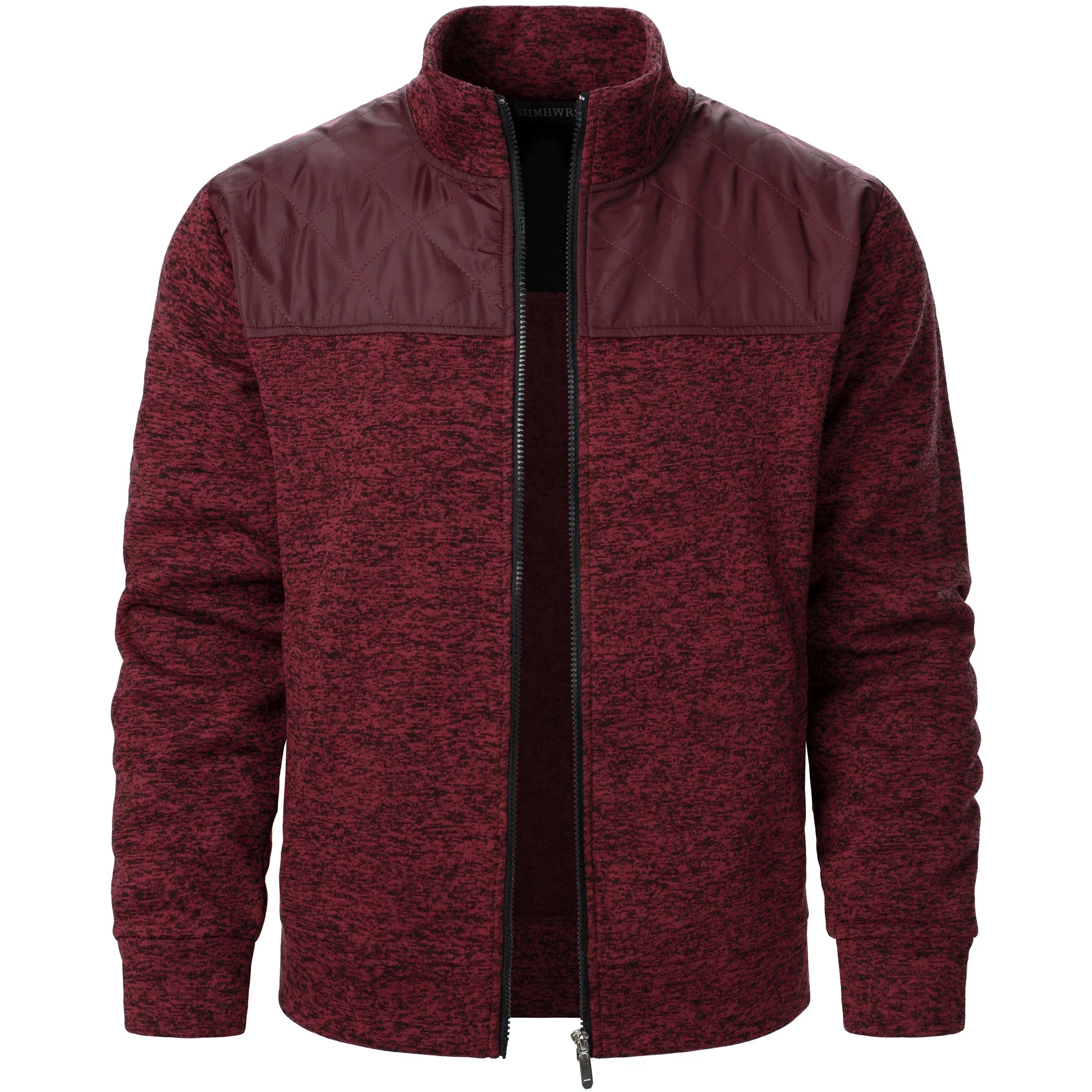 Men's Autumn/Winter Zip-Up Knit Jacket – Striped Check Stand Collar Sweater Coat