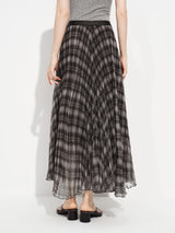 FSLE Retro Plaid Mesh A-line Skirt for Women New Spring Style for 2026 Flowing Draped Skirt Ankle-length Streetwear Citywalk Ins