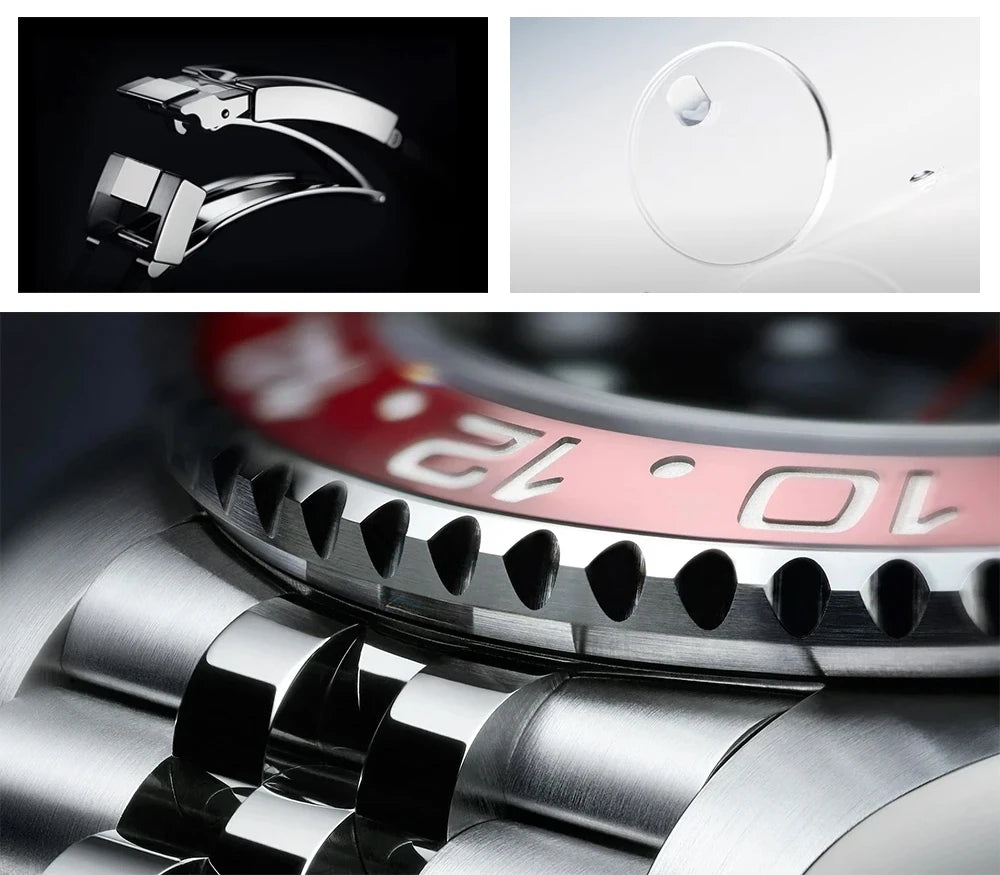 PAGANI DESIGN PD-1662 Luxury GMT Men Mechanical Wristwatch Sapphire Glass Stainless Steel 100M Waterproof Automatic Watches