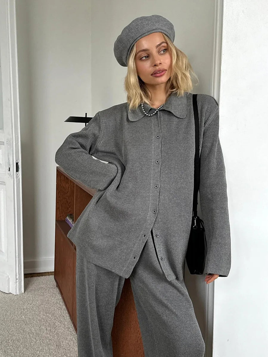 Bornladies Autumn Winter New Knit Cardigan Pants Set Loose Two Piece Casual Sweater Suit Women Thick Warm Soft Knitted Outfit