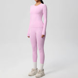 2 PCS Sportswear Yoga Set Gym Clothes Yoga Suits For Women Fitness Set Tracksuits Sports Long Sleeve Crop Top Gym Leggings