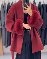 Elegant Lace-Up Woolen Jacket