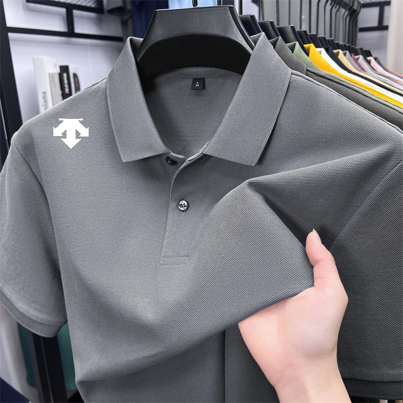 Men's Luxury Cotton Polo | Geometric Print Summer Shirt