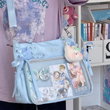 Italife Luxury Large Ita Bag with Ribbon ACG Display Women Blue Big Clear Shoulder Bag with Pin Insert Girl Pink Itabag Bow H201
