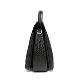 Fashionable and luxurious woven pattern casual versatile black woven pattern daily commuting cowhide women's handbag