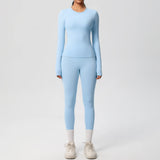 2 PCS Sportswear Yoga Set Gym Clothes Yoga Suits For Women Fitness Set Tracksuits Sports Long Sleeve Crop Top Gym Leggings