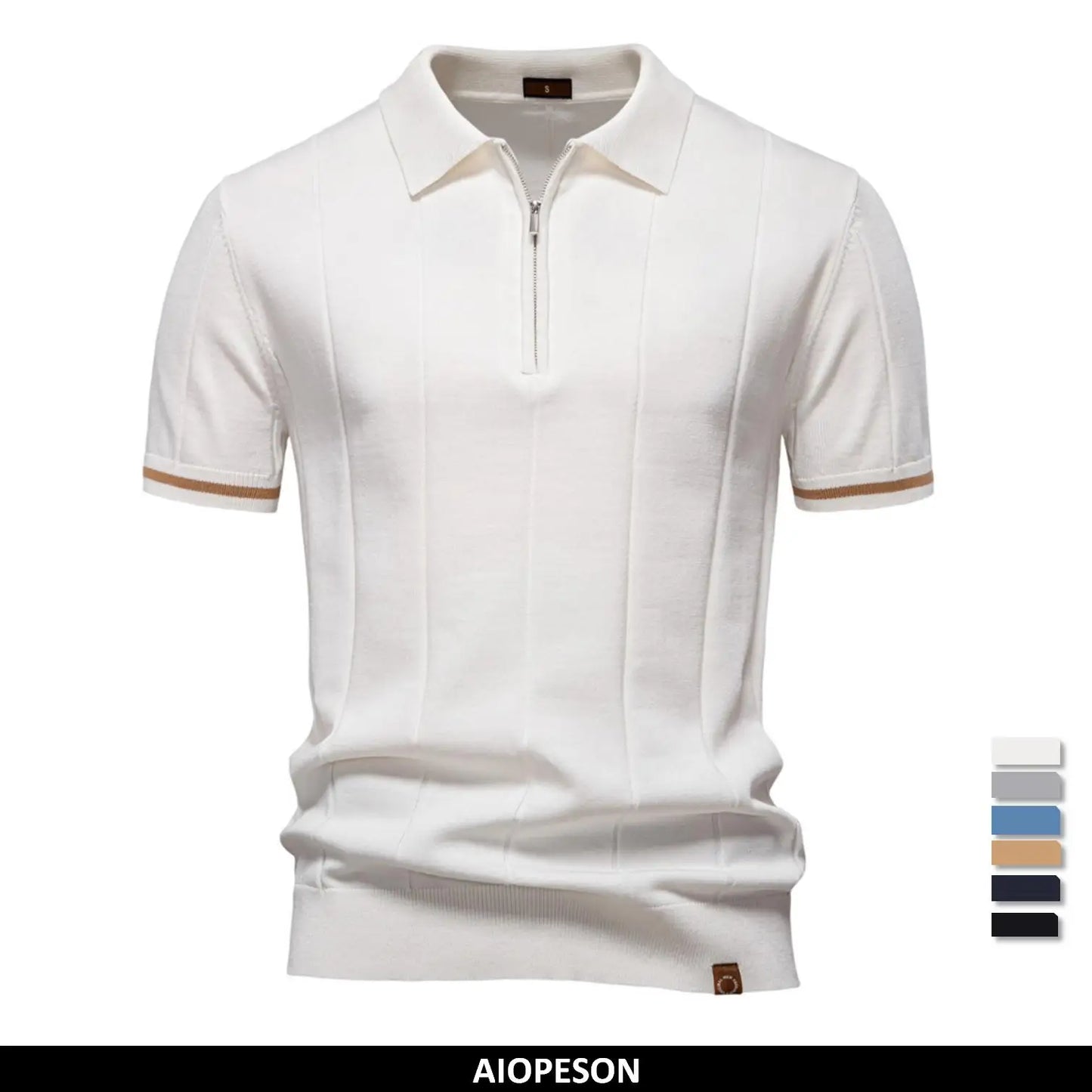 AIOPESON Men's Slim Fit Zipper Polo Shirt | Sport & Office