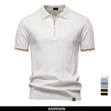 AIOPESON Men's Slim Fit Zipper Polo Shirt | Sport & Office