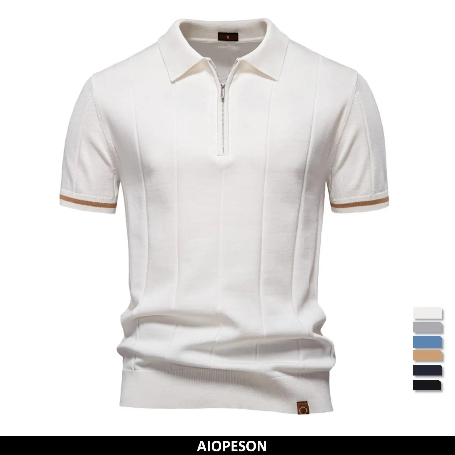 AIOPESON Men's Slim Fit Zipper Polo Shirt | Sport & Office