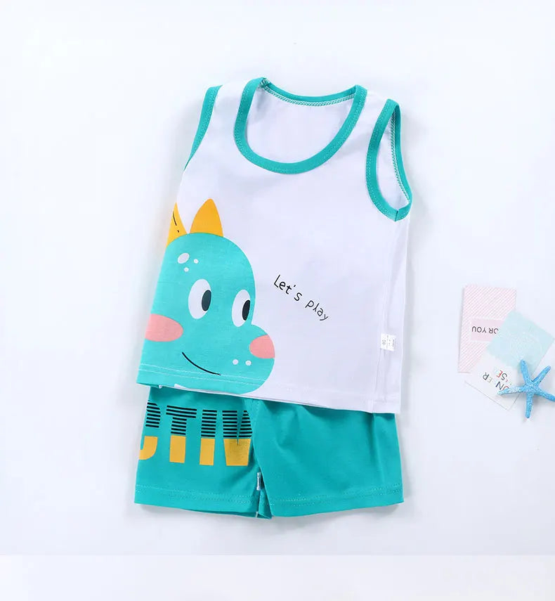Kids' Summer Cotton 2-Piece Vest Set