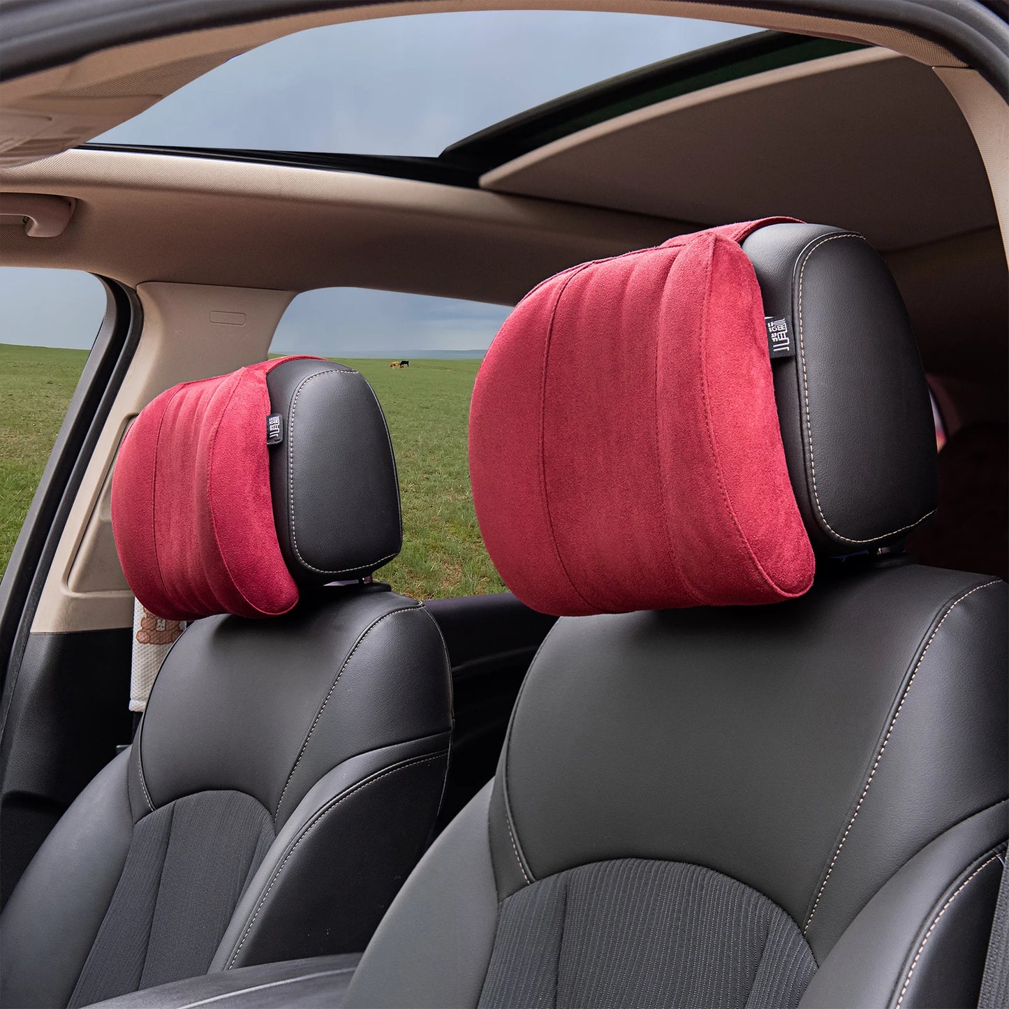 Forbell Car Headrest Pillow Suede Fabric Car Neck Pillow Car Seat Pillow Rest Headrest Memory Foam Headrest Car Accessories