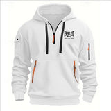 Men’s Printed Fleece Hoodie with Zipper Details