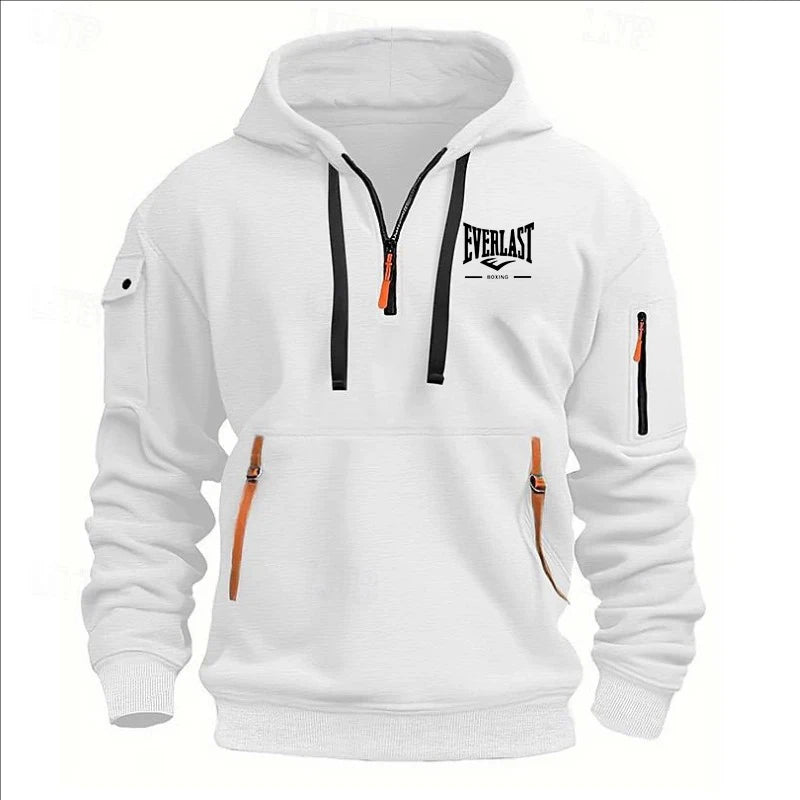 Men’s Printed Fleece Hoodie with Zipper Details