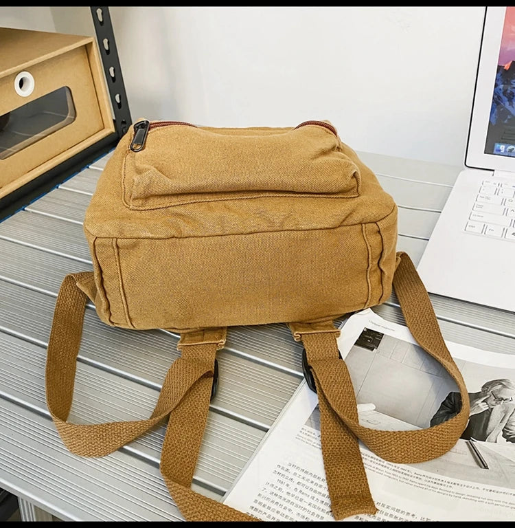 Mini Canvas Backpack – Vintage Unisex Rucksack