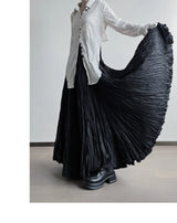 UMI MAO Irregular Fold Maxi Skirt – Elegant A-Line