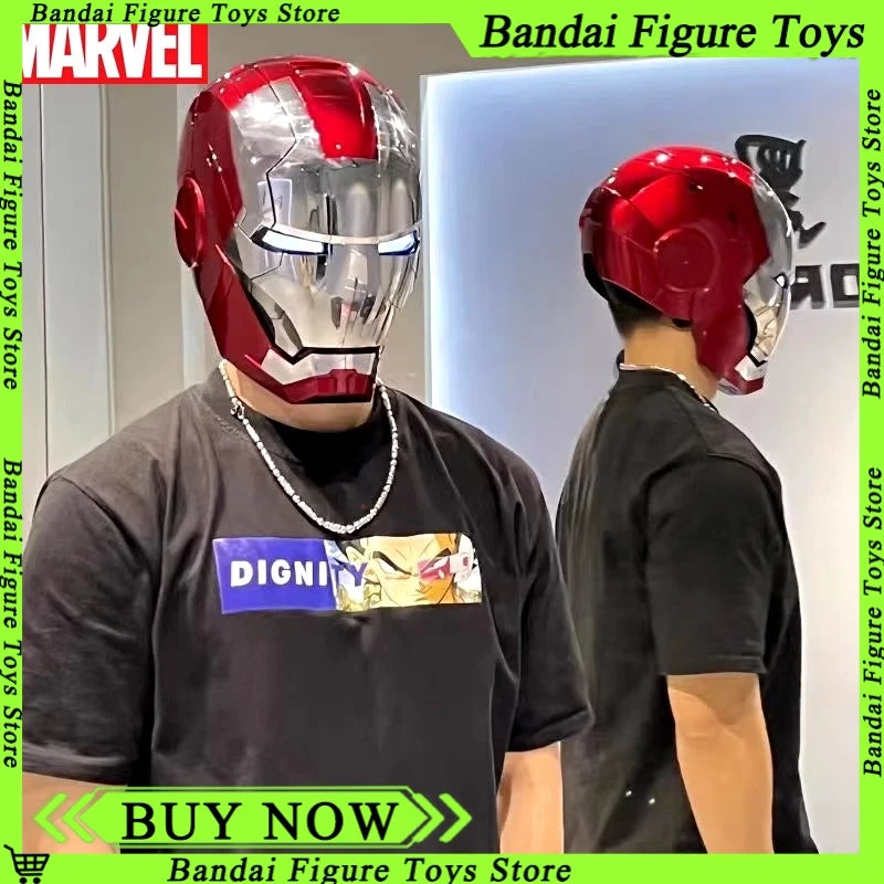 New AutoKing 1/1 Mk5 Iron Man Helmet Cosplay Voice Control Eyes with Light Model Toys for Adult Electric Wearable Christmas Gift