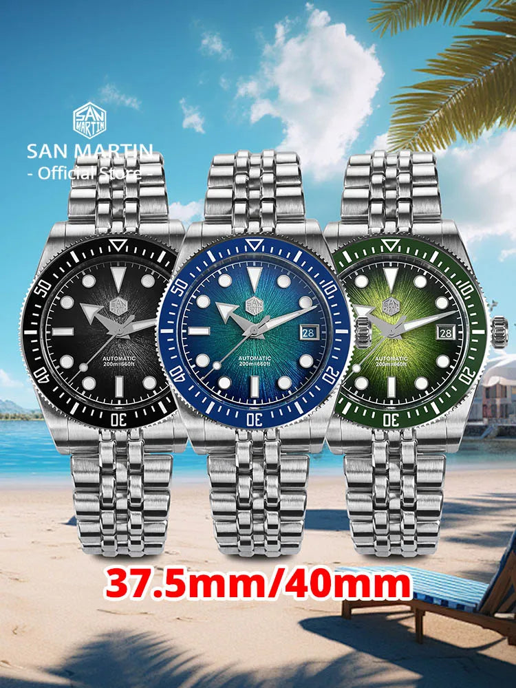 San Martin SN0148 Enamel Dial Diver Watch 37.5mm 40mm