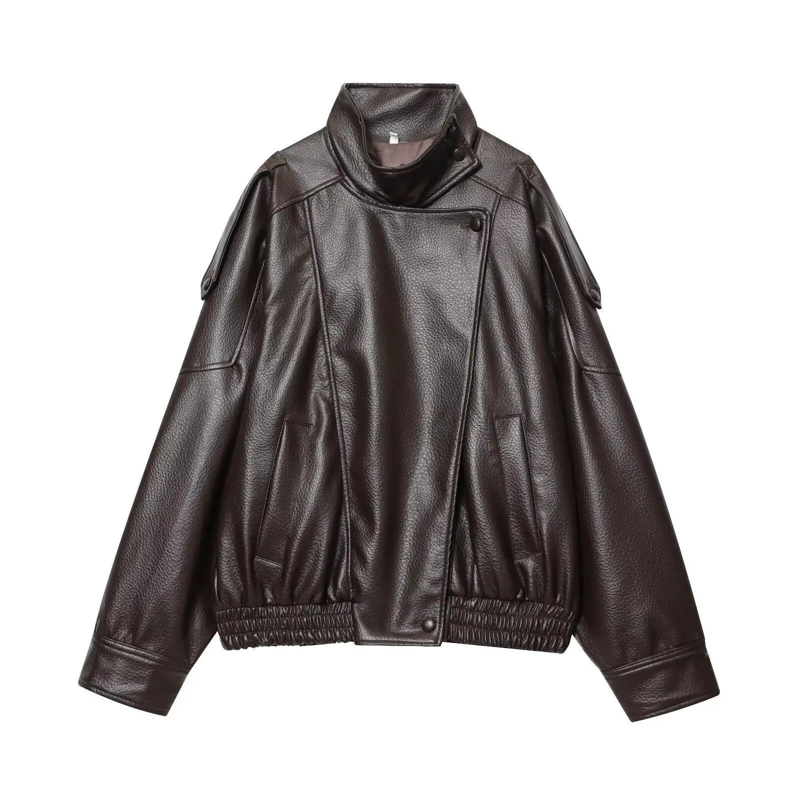 Women Fashion Leather Jacket Autumn Winter Loose Causal PU Faux Leather Jackets Coat Fashion Street Motorcycle Jackets