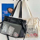 Italife Luxury Large Ita Bag with Ribbon ACG Display Women Blue Big Clear Shoulder Bag with Pin Insert Girl Pink Itabag Bow H201