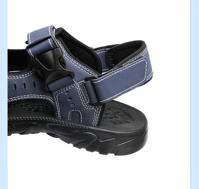 Summer Men Sandals PU Leather Lightweight Open Toe Flat Mens Casual Shoes Outdoor Walking Sandals for Men Beach Shoes Size 39-46