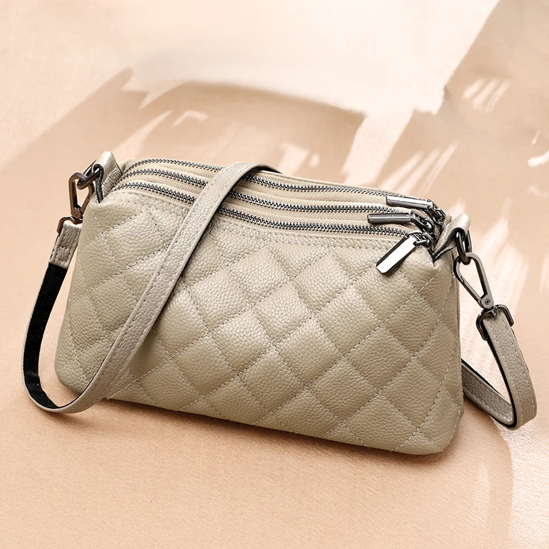 Designer 3 Layers Women's Handbag Cow Leather Female Tote Sac Luxury Soft Solid Genuine Leather Shoulder Crossbody Bag For Women