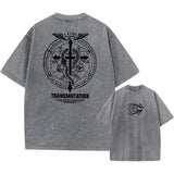Anime Fullmetal Alchemist Acid Tshirt Men Printed Retro Harajuku Style Fashion Streetwear Performance Short Sleeve Top Unisex